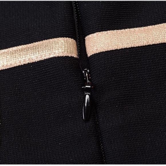 🎥 Bandage Contrast Trim Slim Dress in Black - Picture 7 of 14